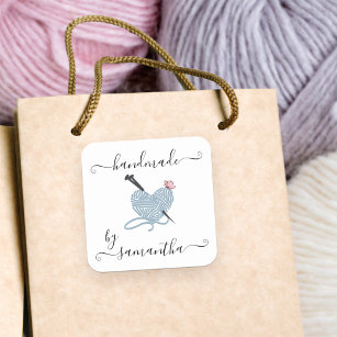 personalized Labels for handmade items,Knitting Logo Tag,center