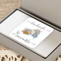 Handmade by Custom Name Yarn Hooks and Buttons