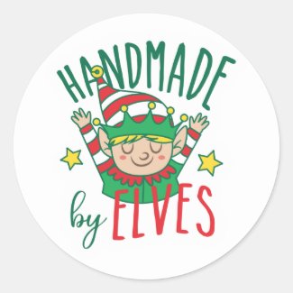 Handmade by Elves - Custe Christmas Classic Round  Classic Round Sticker