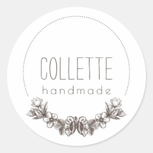 Handmade By Floral Laurel Logo Product Label