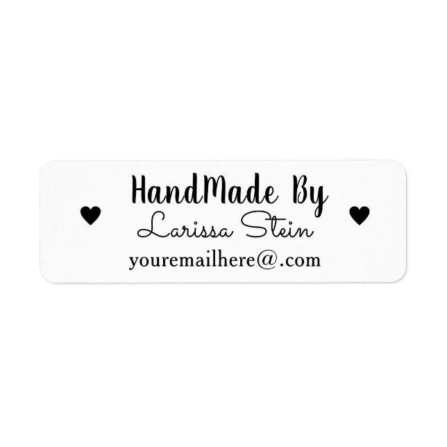 Handmade by Hearts Romantic Label (Front)
