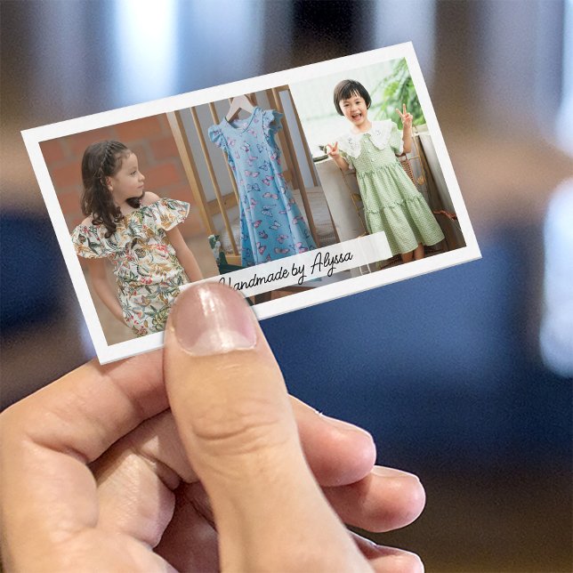 Handmade by Maker Small business Product Photos Card (Custom Photos handmade business card)