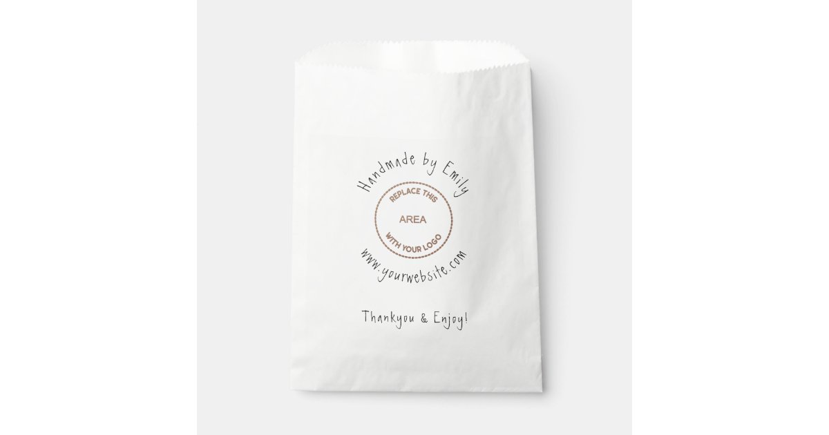 Business Name and Logo on White Paper Bag