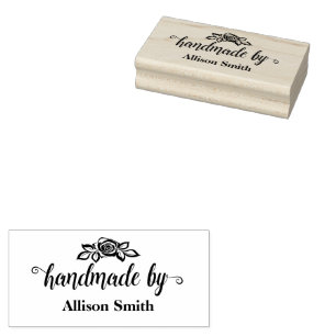 Handmade by Personalized with Rose Stamp