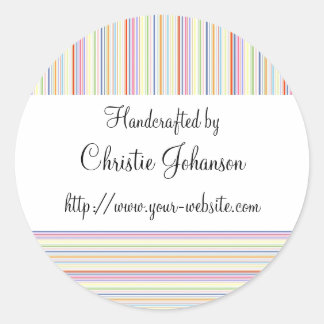 Handmade by - stripes design classic round sticker