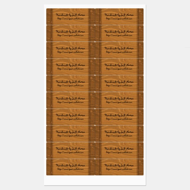Handmade by - wood design labels (Sheet)