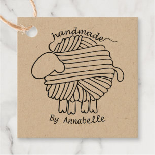 'Handmade By' Yarn Sheep Favor Gift Tag