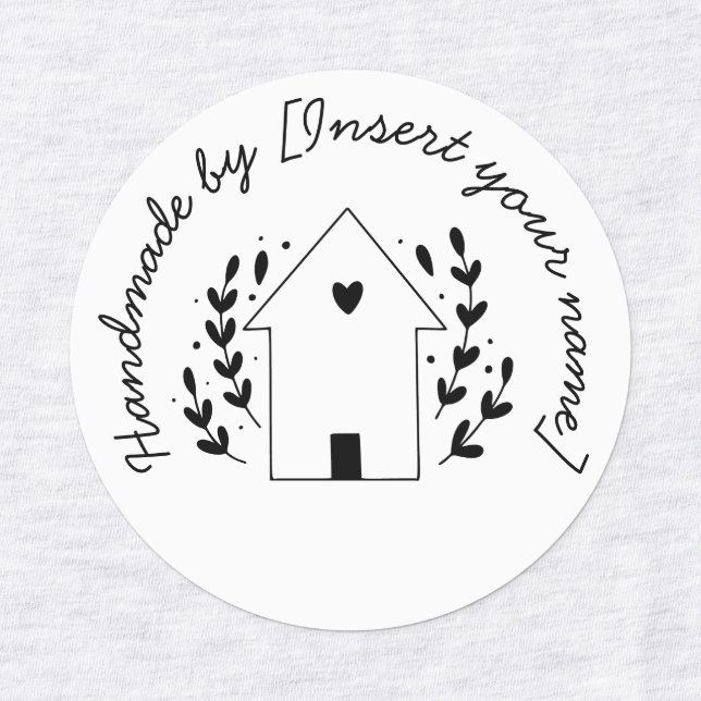 Handmade by You Love House Wreath Iron-On Labels (Design 2)
