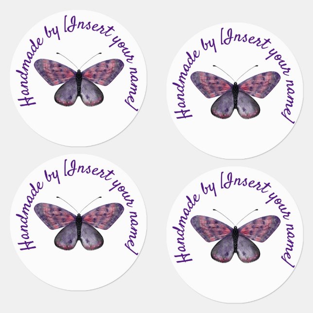 Handmade by You Purple Butterfly Labels (Group)