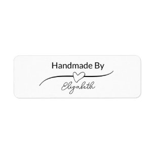 Handmade By Your Name in Script with Heart Label