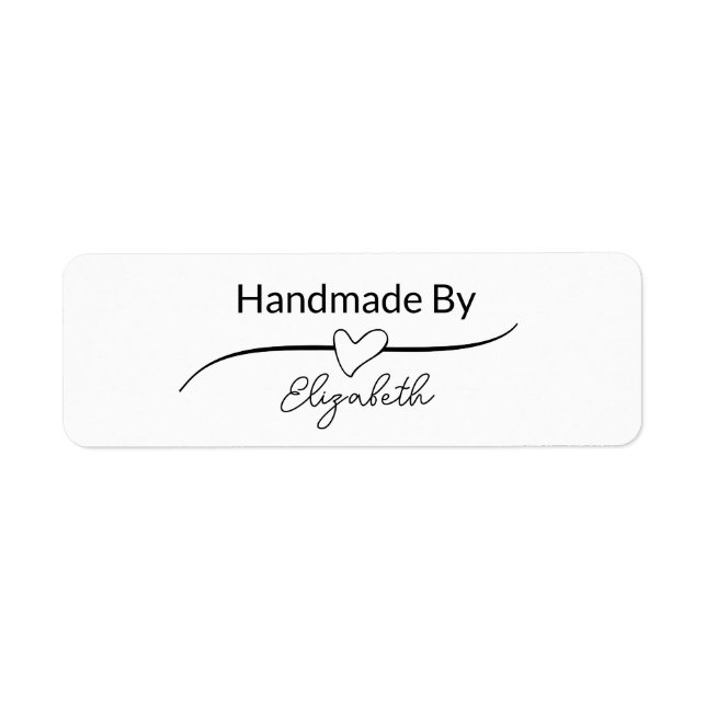 Handmade By Your Name in Script with Heart Label (Front)