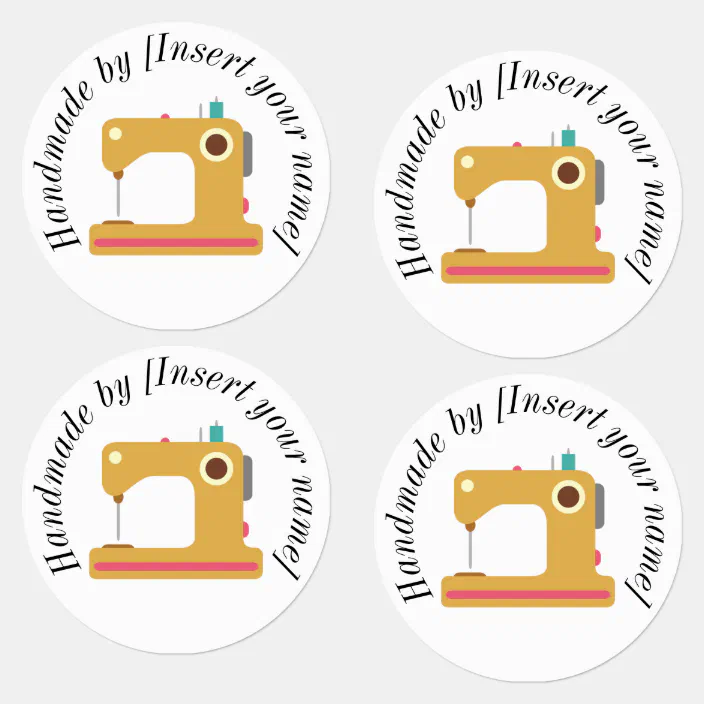 Handmade by Your Name Sewing Machine Iron-On Labels | Zazzle.com