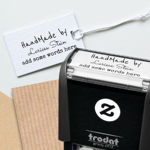 Handmade By (Your Name) + Text Self-inking Stamp