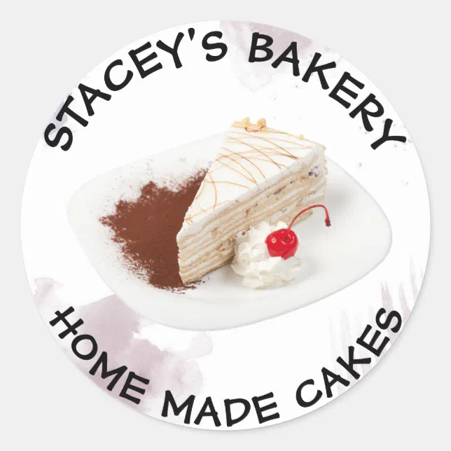 Handmade Cakes Label Bakery Sticker | Zazzle