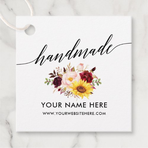 Handmade Calligraphy Script Mixed Floral Favor Tags