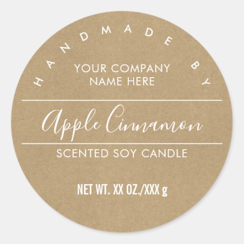 Handmade Candle Kraft Paper Look Product Label