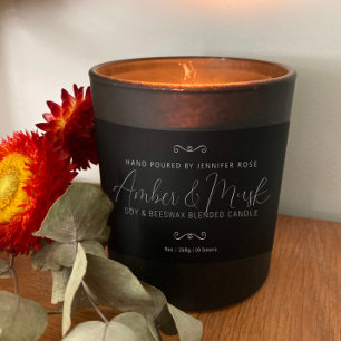 Handmade candle mono simple heart divider rectangular sticker