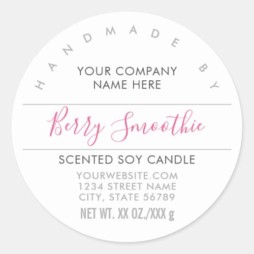 Handmade Candle or Soap Berry Pink Product Label