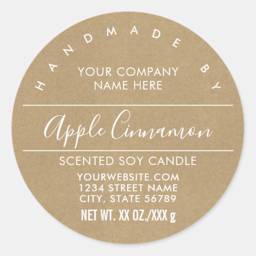 Handmade Candle or Soap Kraft Look Product Label