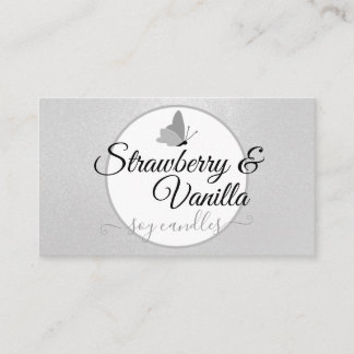 Handmade Candles Clean Silver Gray Cute Butterfly Business Card