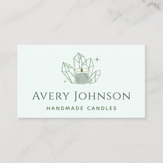 Handmade Candles Crystal Gemstone Social Media Bus Business Card (Front)