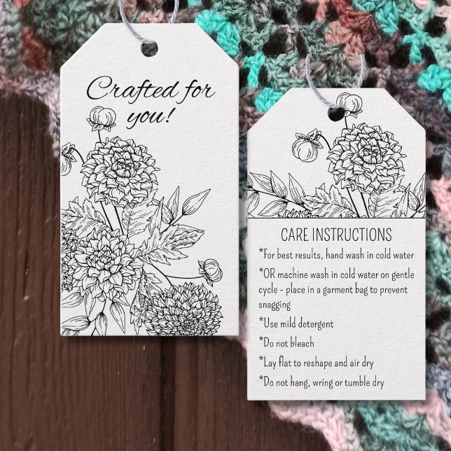 Handmade Care Instructions Country Floral Hang Tag (Creator Uploaded)