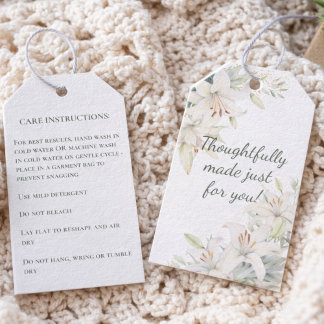 Handmade Care Instructions Lilies Hang Tag