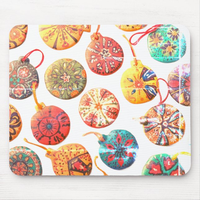 Handmade Ceramic Ornaments On a Computer Laptop Mouse Pad (Front)