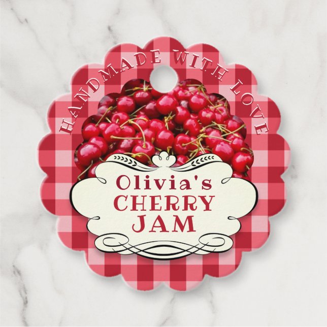 Handmade Cherry Jam Favor Tags (Front)