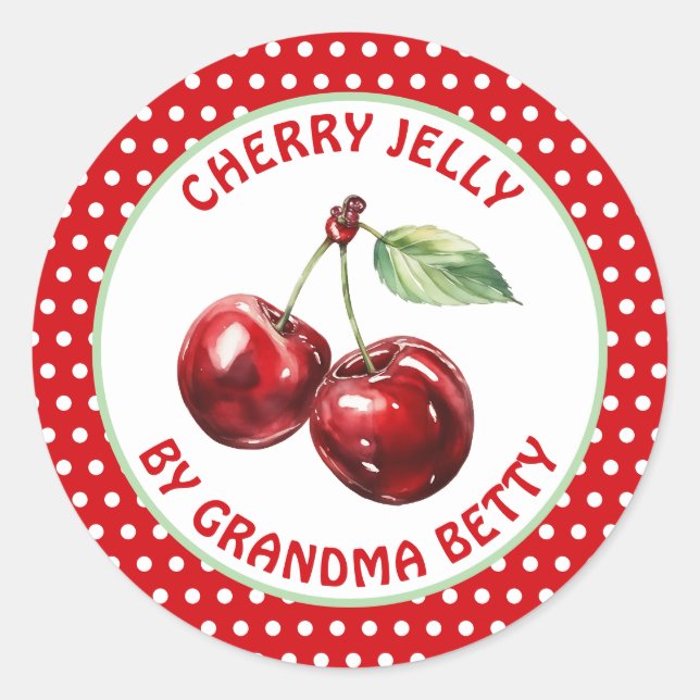 Handmade Cherry Jelly Personalized Classic Round Sticker (Front)