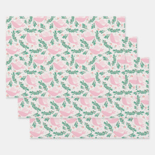 Handmade Christmas Dove of Peace Olive Branch Wrapping Paper Sheets
