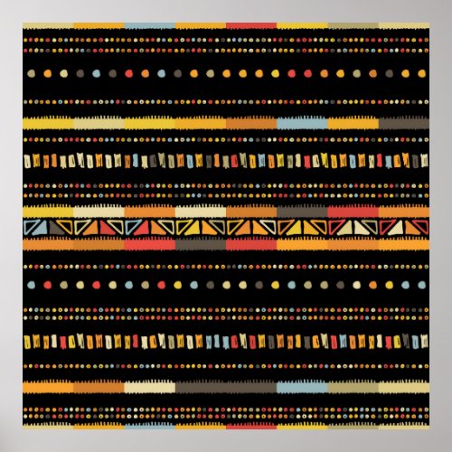 Handmade colored stripes bright tribal seamless pa poster