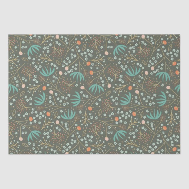 Handmade Colorful Christmas Floral Tissue Paper (Front)