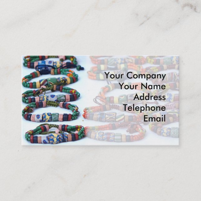 Handmade Colorful Glass Beads Bracelets Business Card (Front)