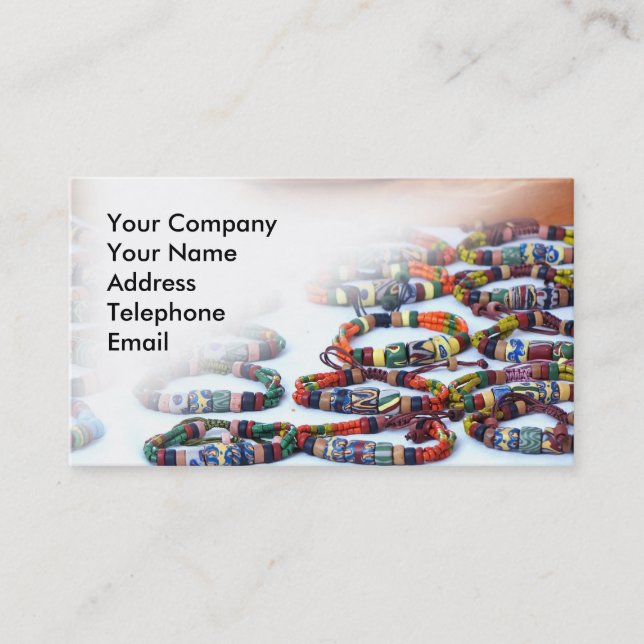 Handmade Colorful Glass Beads Bracelets Business Card (Front)