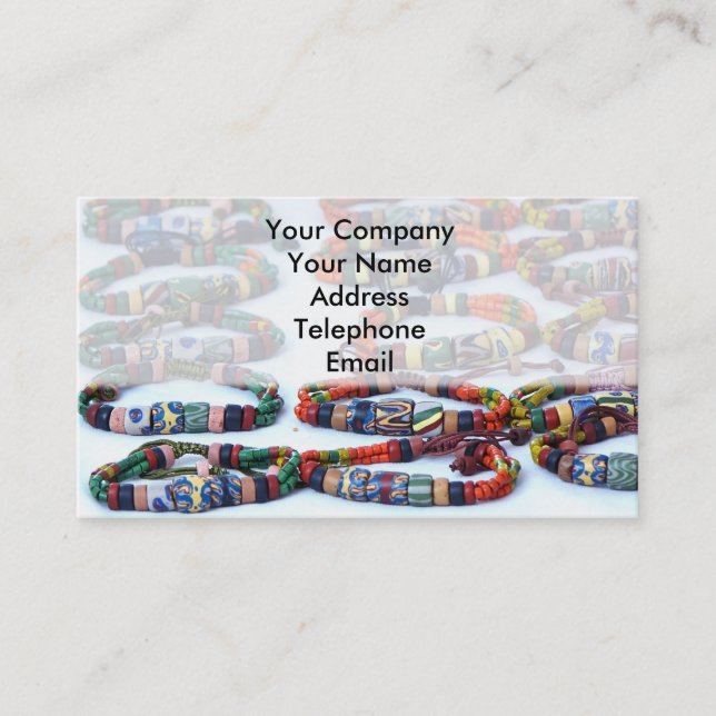 Handmade Colorful Glass Beads Bracelets Business Card (Front)
