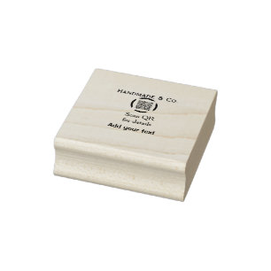 Handmade company business Scan QR details name dat Rubber Stamp