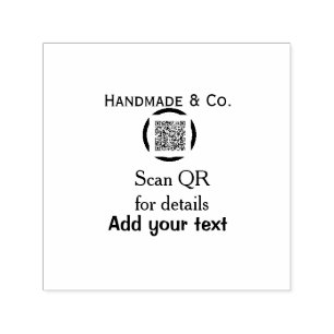 Handmade company business Scan QR details name dat Self-inking Stamp