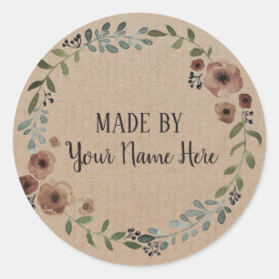 Handmade Cookie Cake Vintage Craft Floral Wreath Classic Round Sticker