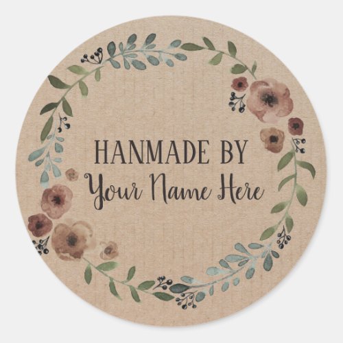 Handmade Cookie Cake Vintage Craft Floral Wreath Classic Round Sticker