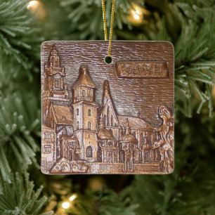 HANDMADE COPPER PLATE OF KRAKOW, POLAND CERAMIC O ORNAMENT