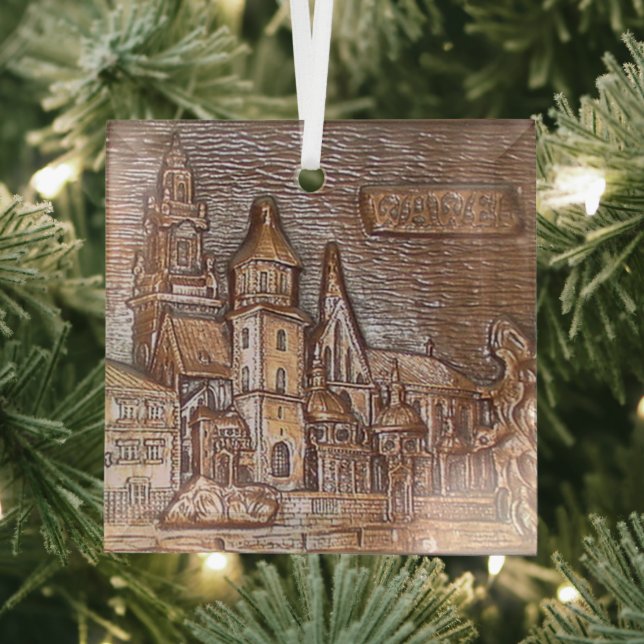 HANDMADE COPPER PLATE OF KRAKOW, POLAND  GLASS ORNAMENT (Insitu)