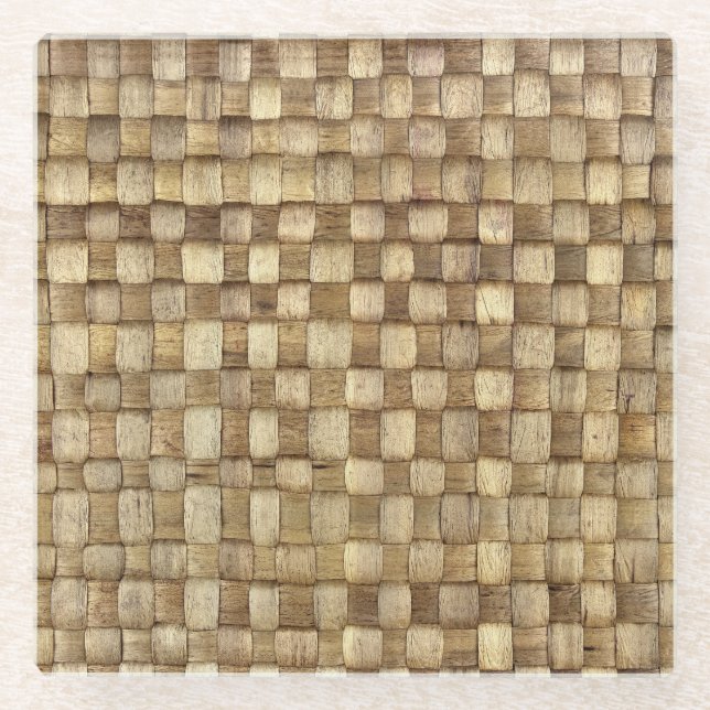 Handmade Craft Basket Seamless Texture Glass Coaster (Front)
