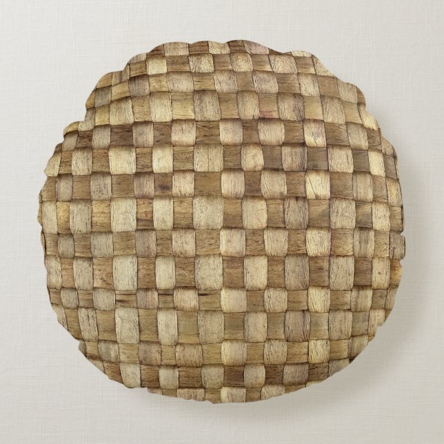 Handmade Craft Basket Seamless Texture Round Pillow (Front)