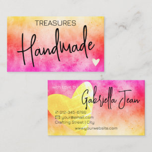 Handmade Crafts Calligraphy Rainbow Distressed Business Card