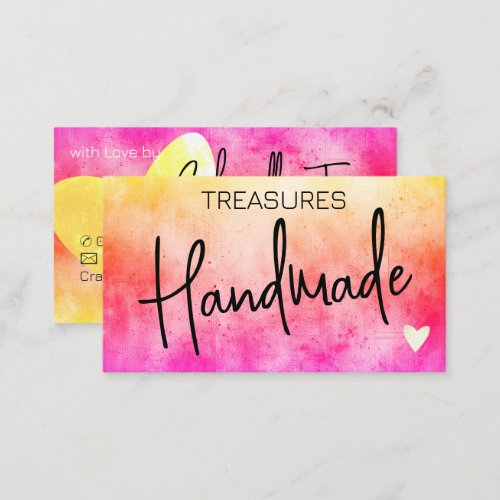 Handmade Crafts Calligraphy Rainbow Distressed  Business Card