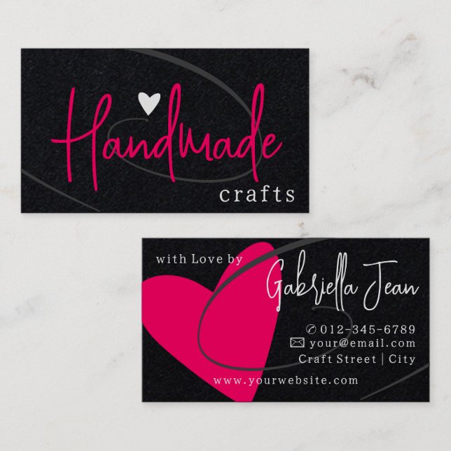 Handmade Crafts Calligraphy Signature Love Heart  Business Card (Front/Back)