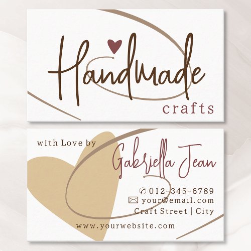 Handmade Crafts Calligraphy Signature Love Heart Business Card