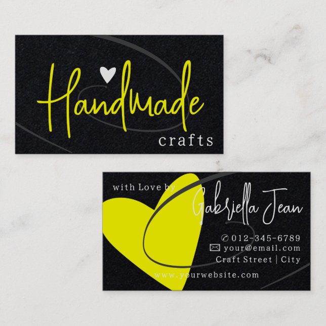 Handmade Crafts Calligraphy Signature Love Heart  Business Card (Front/Back)