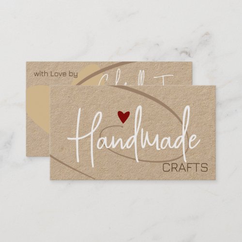 Handmade Crafts Calligraphy Signature Red Heart Business Card